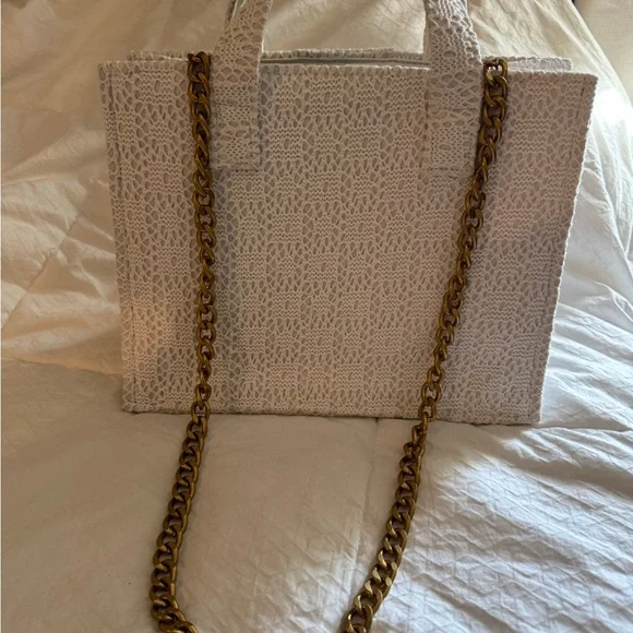 cult gaia white Tote with Gold Chain - Picture 2 of 4